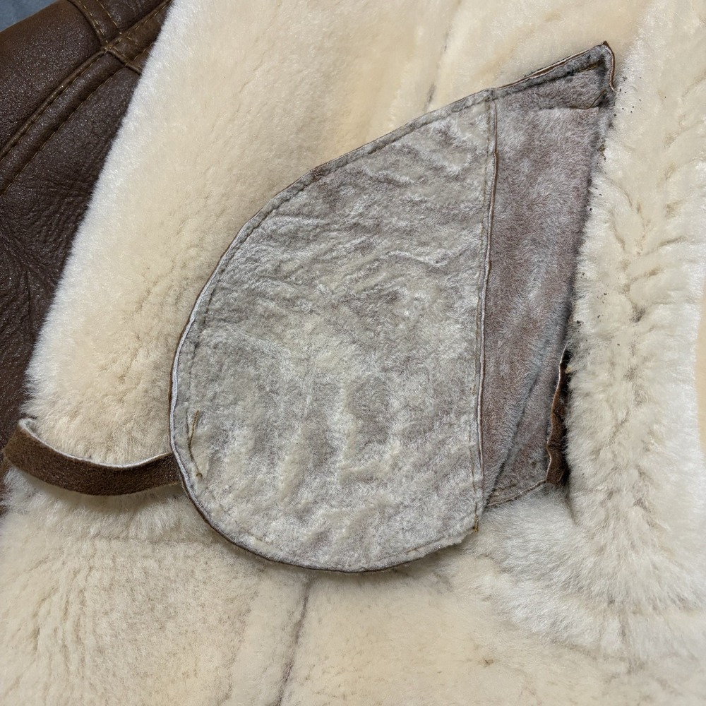 Shearling Lambskin B-3 Bomber Jacket Mens Size M Aviator Coat Brown Handmade NEW - Picture 10 of 16